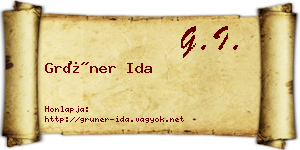 Grüner Ida névjegykártya