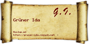 Grüner Ida névjegykártya